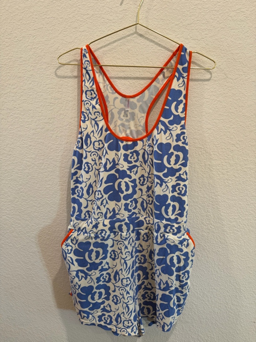 Free People Movement floral romper orange blue  white